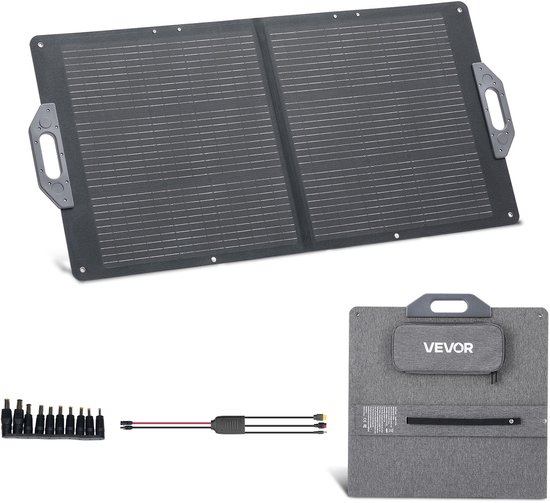VEVOR Opvouwbaar Zonnepaneel 100w, Draagbare Zonneoplader met 24% Hoog Rendement, Monokristallijne Zonnemodule met Mc4-Uitgang, Usb-A-, Type-C- en Dc-Poorten, Ip65, voor Powerstations, Kamperen en Wandelen.
