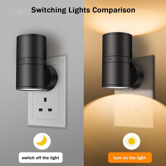 Twee LED-nachtlampjes met stekker, slaapkamertrapverlichting, Europese standaard driekleurige wandlamp, met afstandsbediening. van Merkloos — afbeelding 3