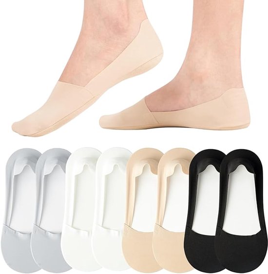 8 paires de chaussettes nylon invisibles pour dames/hommes, taille 39-41, chaussettes basses et courtes, chaussettes anti-dérapantes pour chaussures plates, baskets, mocassins et chaussures bateau, Multicolore