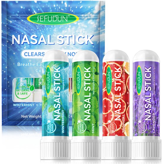 Sefudun neussticks met Wintermint, Mint, Tropical en Lavendel geuren. Verfrist en verkwikt.