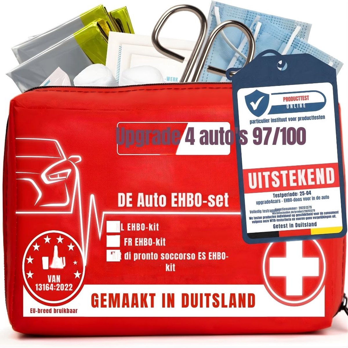 DnA® EHBO Kit - EHBO - EHBO Kits - EHBO Kit Noodpakket - EHBO Kit Auto - Rood - 22cm x 14cm x 8cm