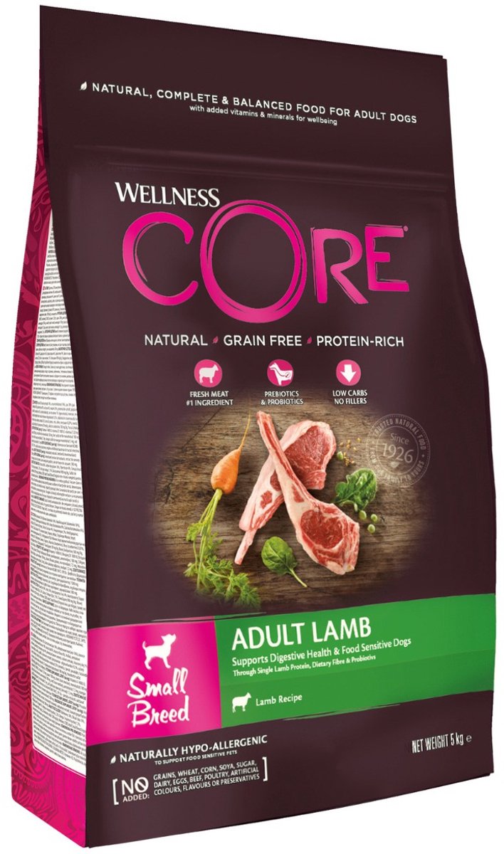 Wellness Core Grain Free Dog Adult Small Breed Lam - Hondenvoer - 5 kg