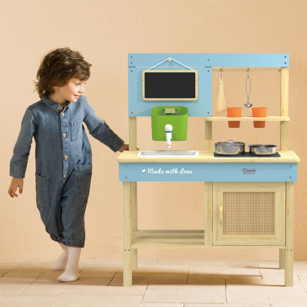 Classic World houten buitenkeuken speelkeuken met accessoires 7-delig. — afbeelding 2