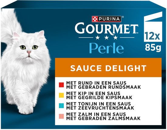 Gourmet Perle Sauce Delight - Kattenvoer Natvoer - Rund Kip Tonijn & Zalm - 48 x 85 g