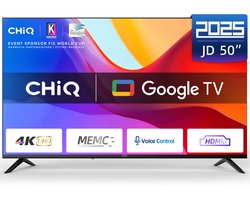 CHiQ U50JD 50 Inch Smart TV – 4K Ultra HD – HDR – Android TV – WiFi – Dolby Audio – Frameless Design – Chromecast