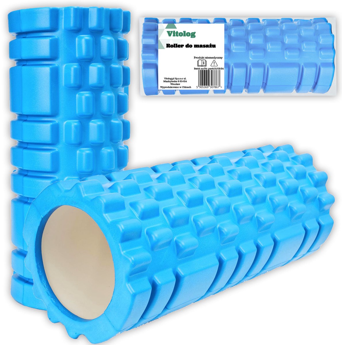 Vitolog - Rug- en Nekroller - Massageroller - 33cm - Blauw