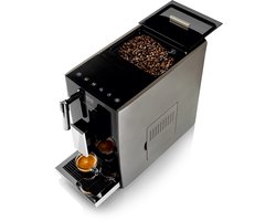 Haeger Caffè Crema Volautomatische Espressomachine - 2 Soorten Koffie & Heet water - Melkopschuimer voor Cappuccino - Koffiemachine met bonen - Zwart