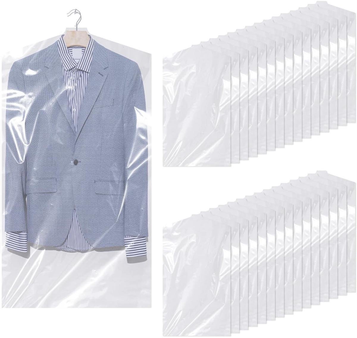 TuseRxln Transparente Kledinghoes - PE Kunststof - Wasbaar Stofdicht - 30 stuks - Voor Pakken - Transparant
