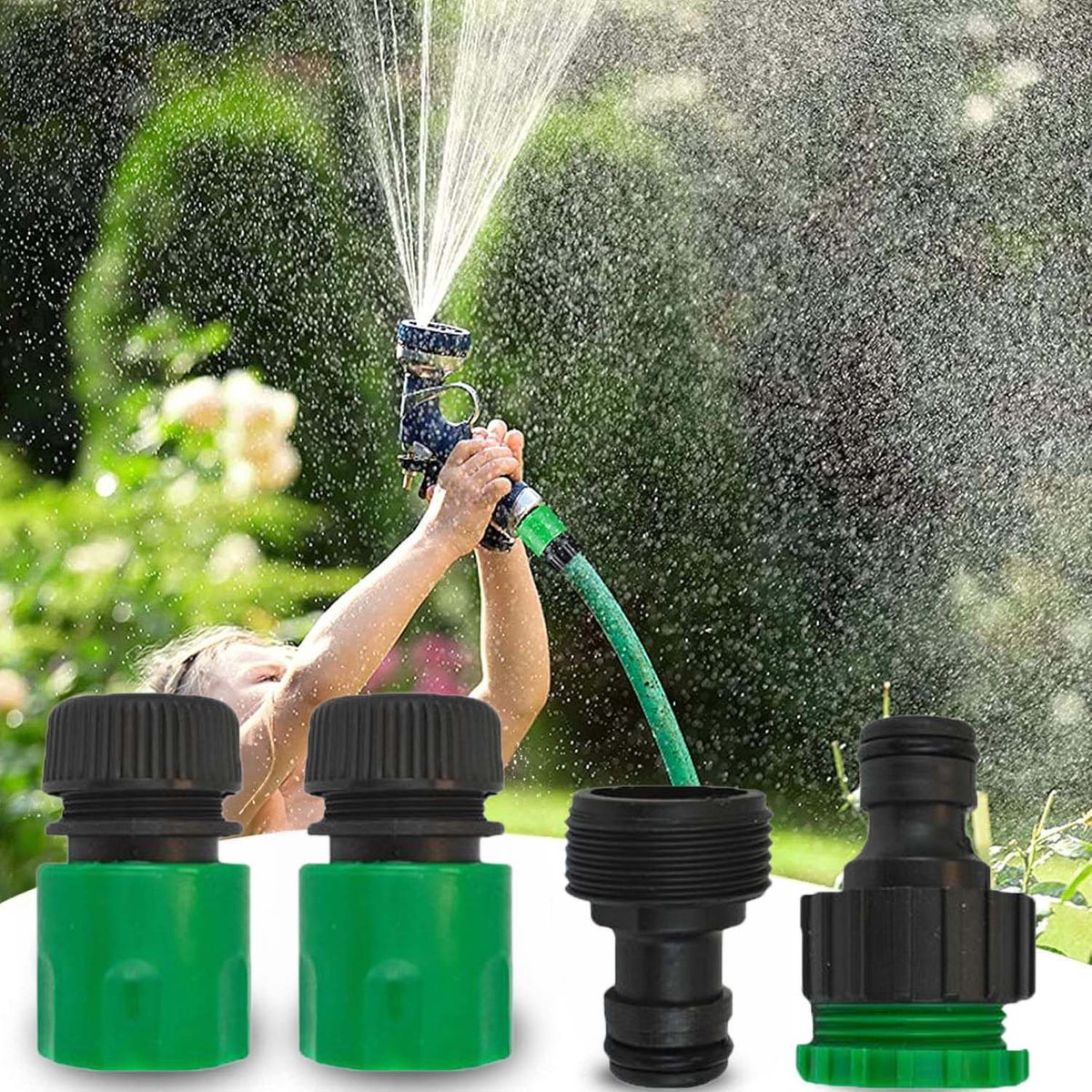 Garden Patch - Tuinslangkoppeling - Zwart en Groen - Set van 4 – foto 6