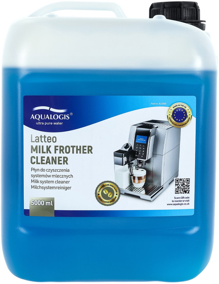 Aqualogis Latteo - Reinigingsmiddel voor Melksysteem - 5 Liter - Voor Cappuccino - Makkelijk te Gebruiken
