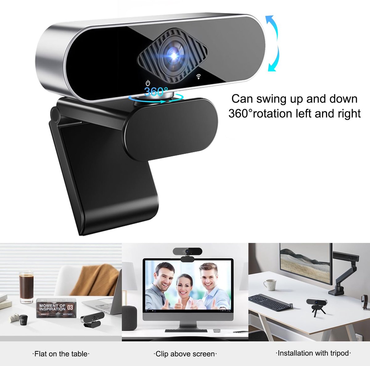 Webcam met microfoon 1080p HD, 360° verstelbaar, USB thumbnail 6
