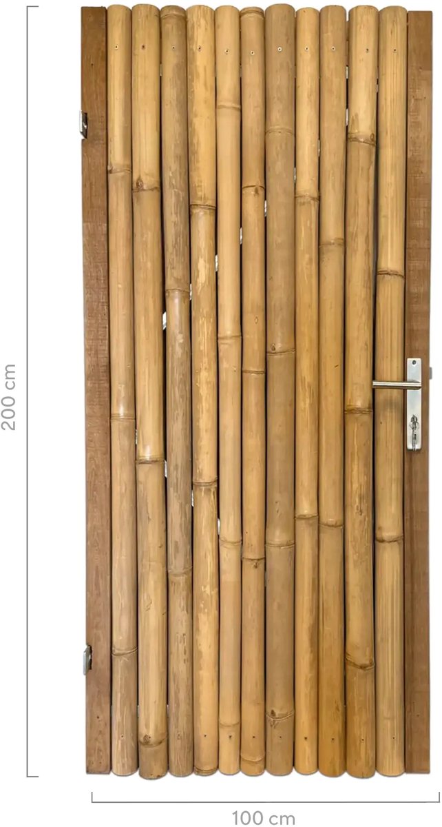 Masters of Bamboo® Bamboe Tuindeur Giant - 100 x 200 cm - Naturel - Linksdraaiend - Tuinpo