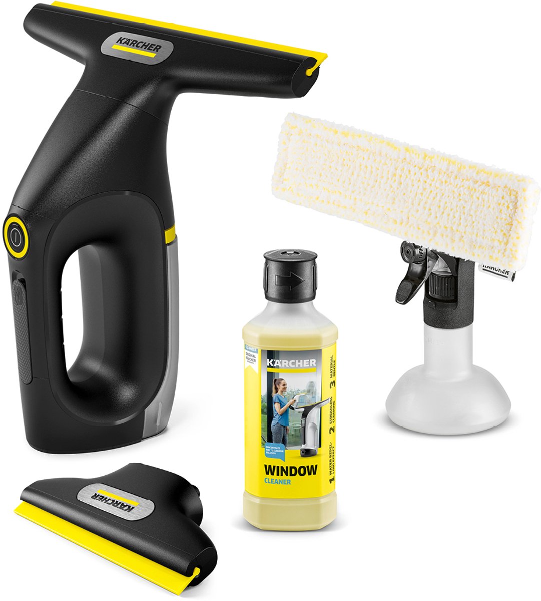 Kärcher Window Vac WV 2 Universal Precision Black draadloze ruitenreiniger - Raamwisser met looptijd accu 35 minuten voor 105 m² - Ramenwasser voor douche en spiegels - Incl. smalle zuigmond, sproeiflacon, microvezeldoek en 500 ml reinigingsmiddel