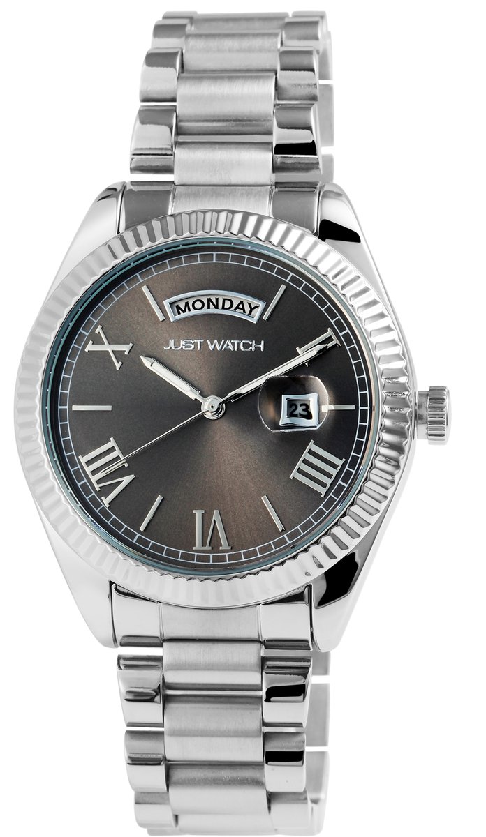JUST WATCH Just Watch Unisex Polshorloge Luka met roestvrijstalen band, datumweergave, inclusief geschenkdoos