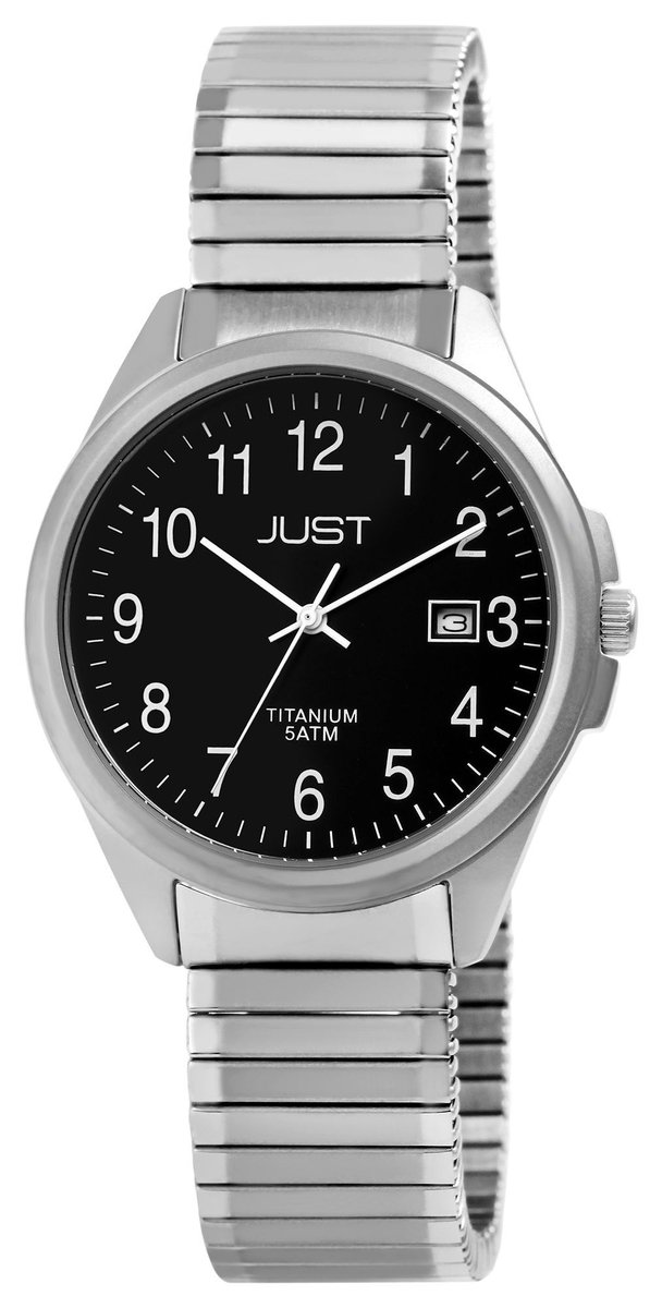 JUST Herenhorloge titanium Lennish Just herenhorloge met trekband, titanium, 5 ATM