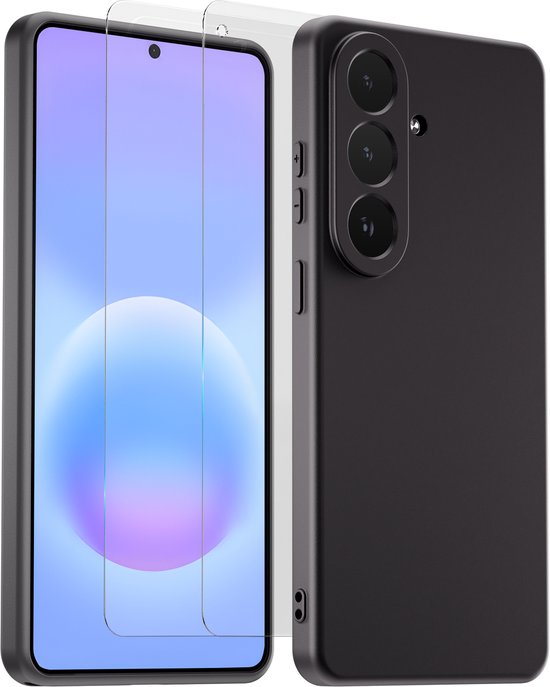 Housse compatible Samsung A57 Zwart - 2x protecteur d'écran - verre de protection écran protecteur - Coque Anti Shock
