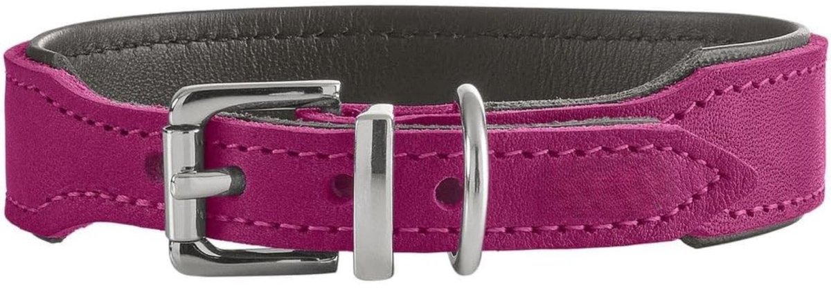 Halsband Hond Leer - Luxe Leren Halsband Hond - Honden Halsband - Hondenhalsband - Leren Honden Halsband - Leren Hondenhalsband - Sterke Halsband - Snelle Installatie - Leer - 37 cm - Magenta - van Imperatoris