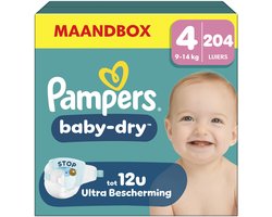 Pampers Baby-Dry Maat 4 - 204 Luiers - 9kg-14kg - Maandbox
