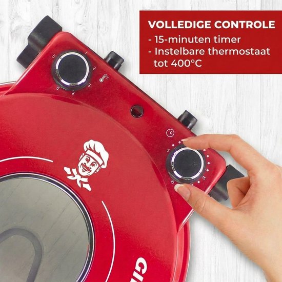 Beper Pizzaoven Elektrisch 1200W - Pizzamaker tot 400°C - Vuurvaste Steen - 31cm - Timer - voor Verse en Diepvriespizza — afbeelding 2