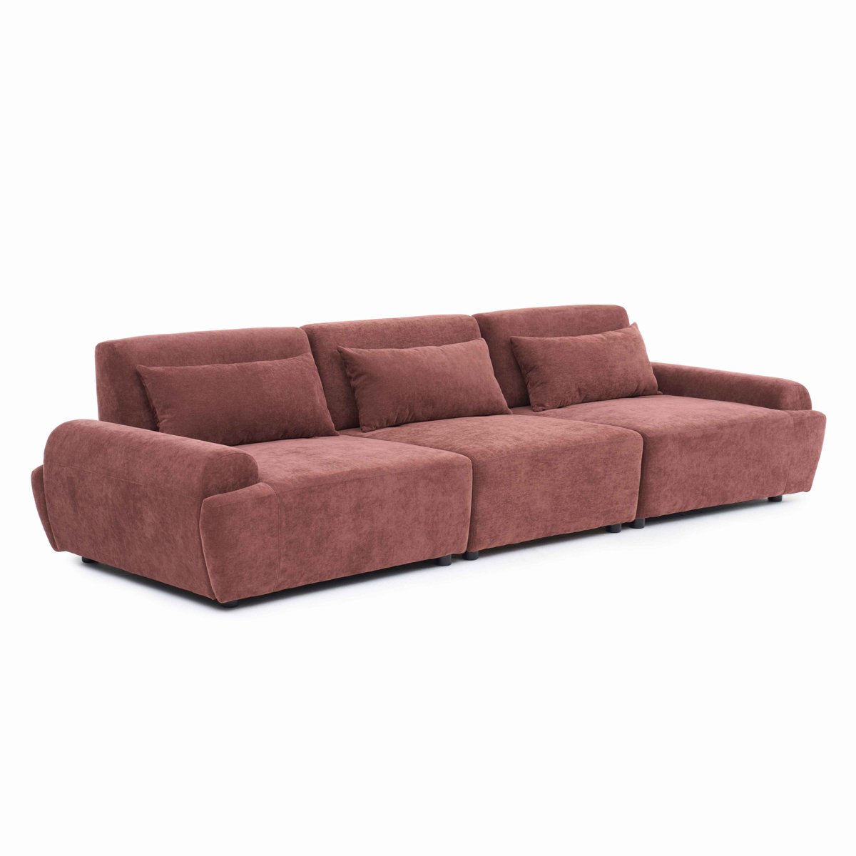 Oviala - Modulaire 3-zitsbank met verstelbare rugleuning 303 cm donkerrood - Callisto