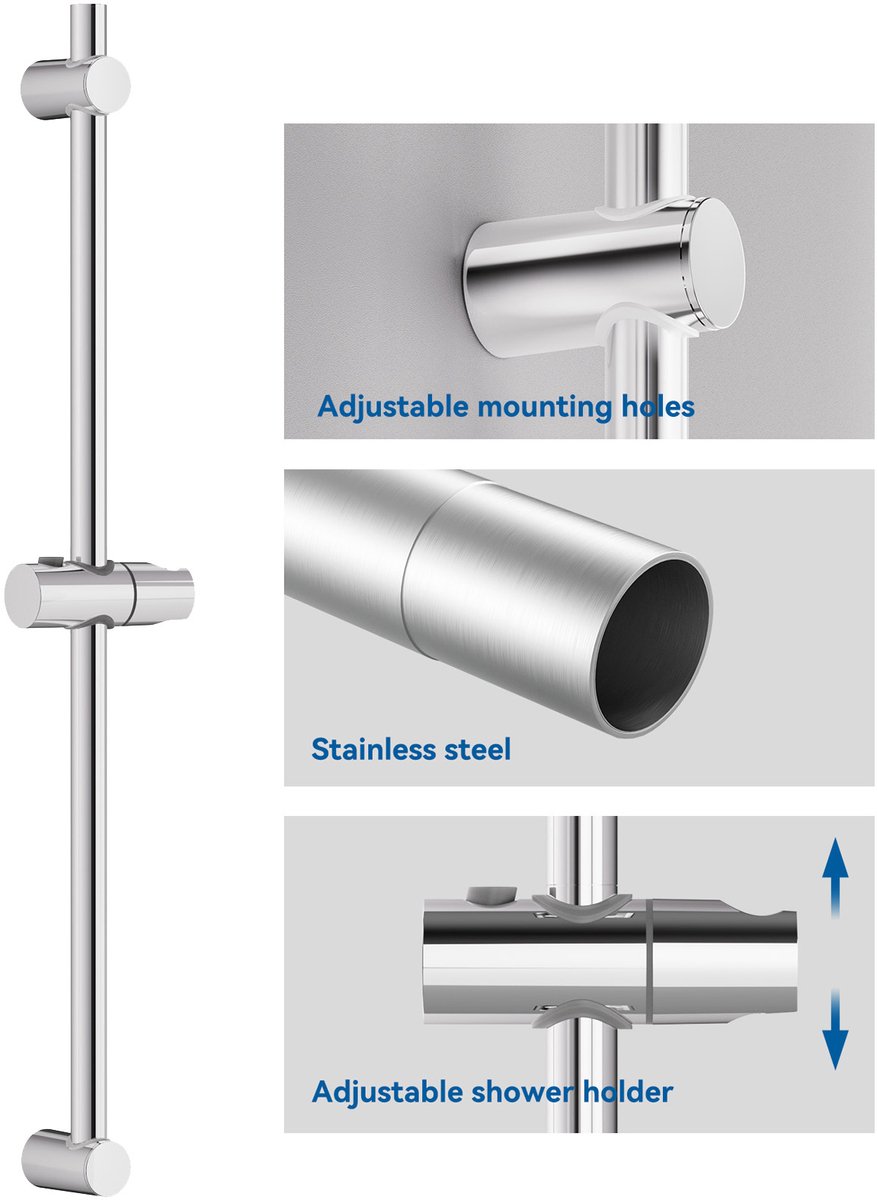 CECIPA max Glijstang - 70 cm - Verstelbaar - Universal Douchestang - Douche Glijstang - Eenvoudige Installatie - Chroom