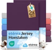 etérea Jersey hoeslaken 2-pack 90x200-100x200 cm (hoek 25 cm) 100% katoen - Pruim
