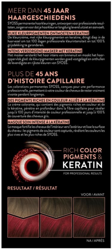 SYOSS Permanent Coloration 5-29 - Haarverf - Permanente Haarkleuring - Intens Rood – Grijsdekking – Vermindert Haarbreuk - 1 Stuk