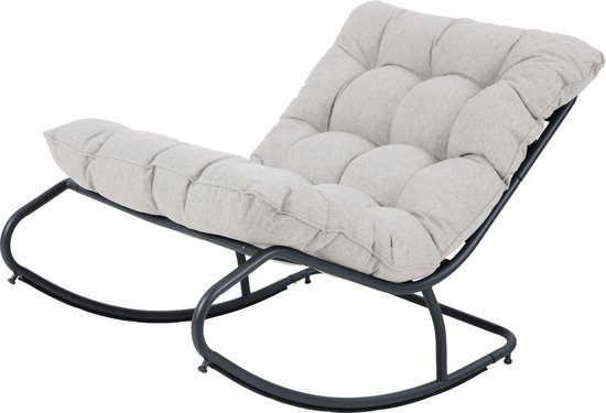 Fauteuil à bascule AXI Ruby Noir/beige – Fauteuil à bascule d'extérieur – avec coussins épais – Cadre en métal – Fauteuil de jardin lounge avec fonction de balancement