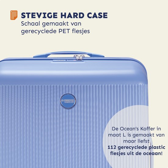 Princess Traveller Oceans – Grote Reiskoffer – Cornflower Blue – TSA-Slot – 98L koffer – 77x52x29 cm – GRS gecertificeerd