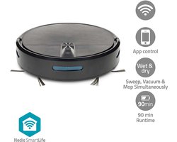 Nedis SmartLife Robotstofzuiger - 2.000 Pa Zuigkracht - Dweilfunctie - Incl. App