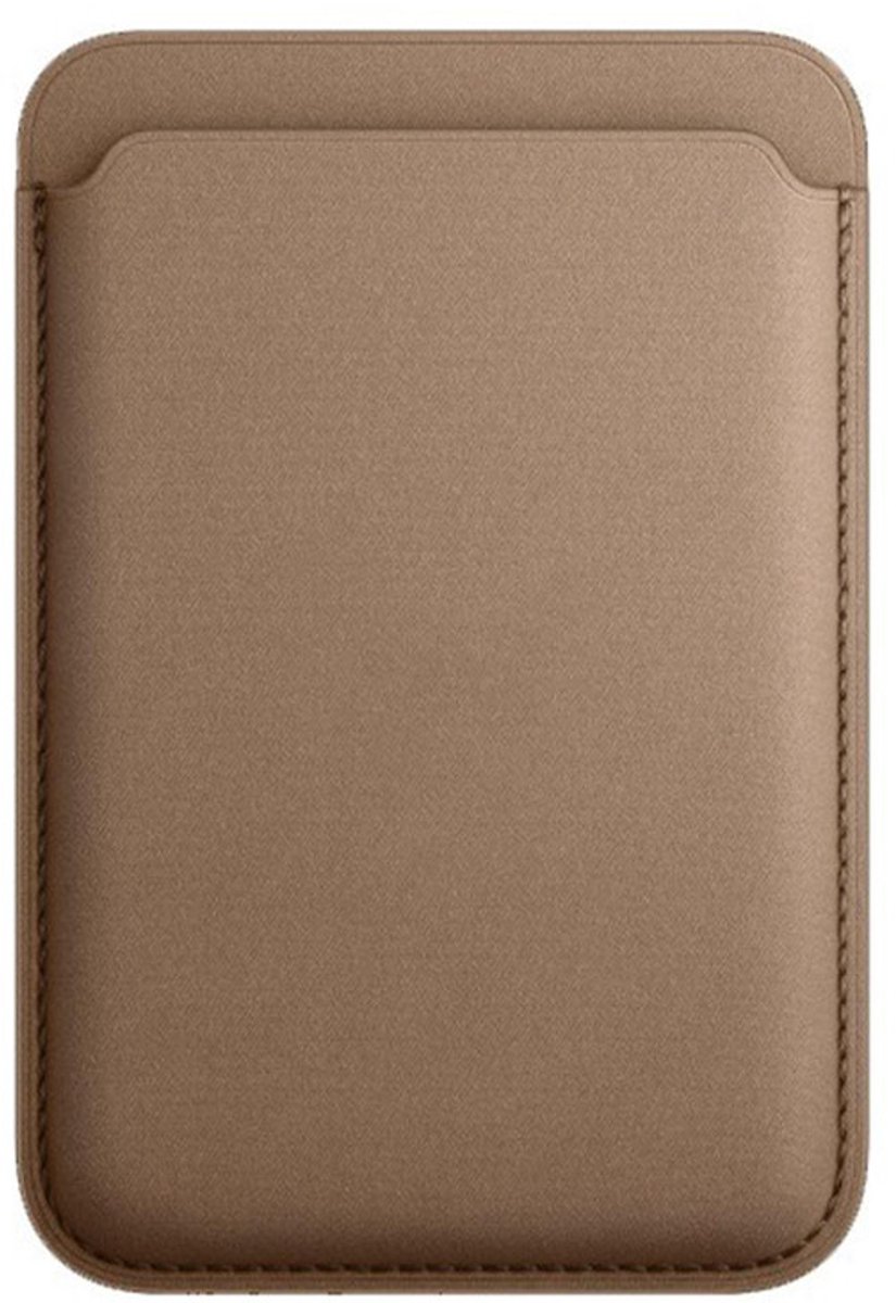 Magnetische Kaarthouder - geschikt voor MagSafe - tot 3 Pasjes - Wallet - Gevlochten Nylon - geschikt voor iPhone 12 / 13 / 14 / 15 / 16 / 17 / PRO / PRO MAX - lichtbruin