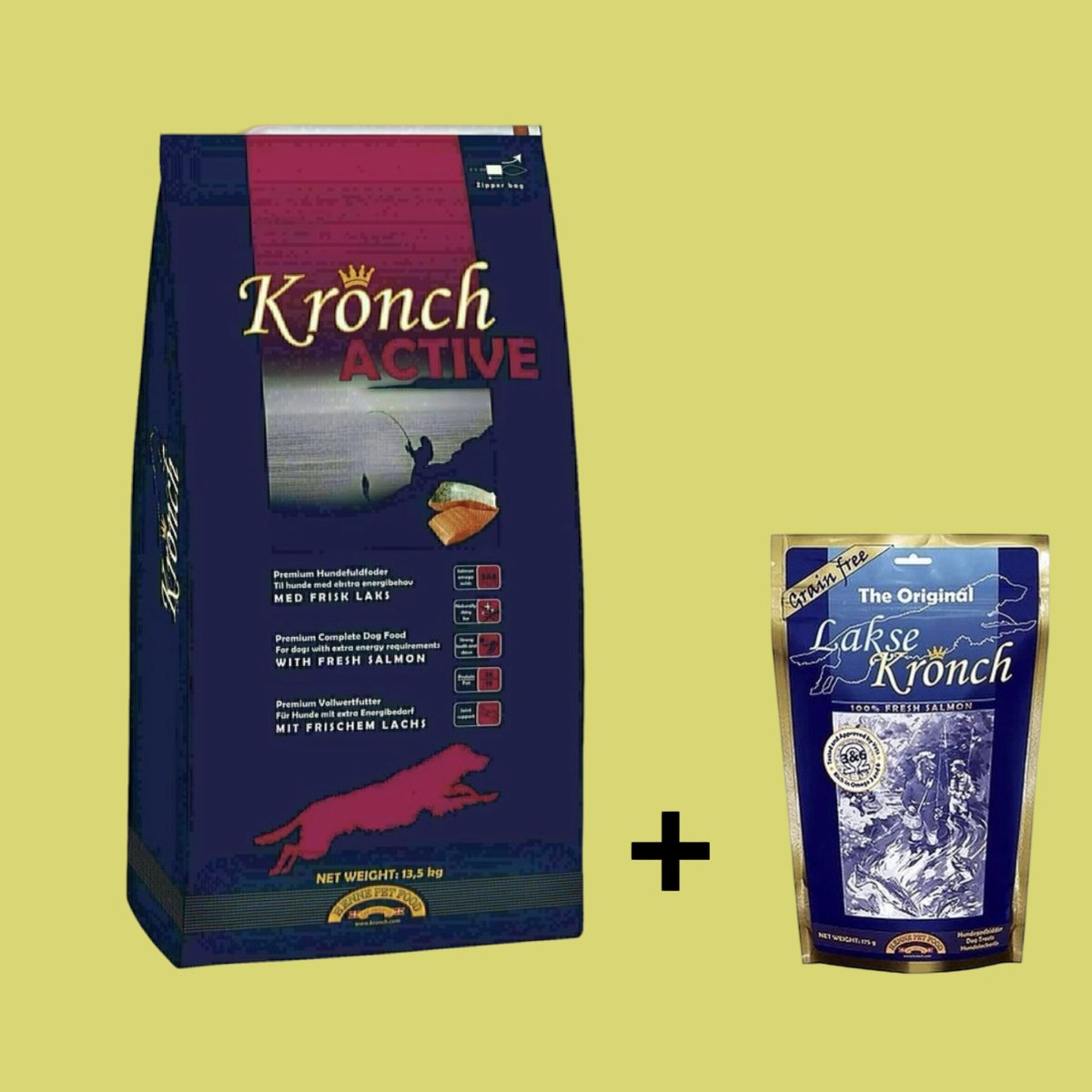 Kronch Kronch - Active Adult Hondenvoer + Kronch 100% Zalmsnacks (175 gram) Combideal