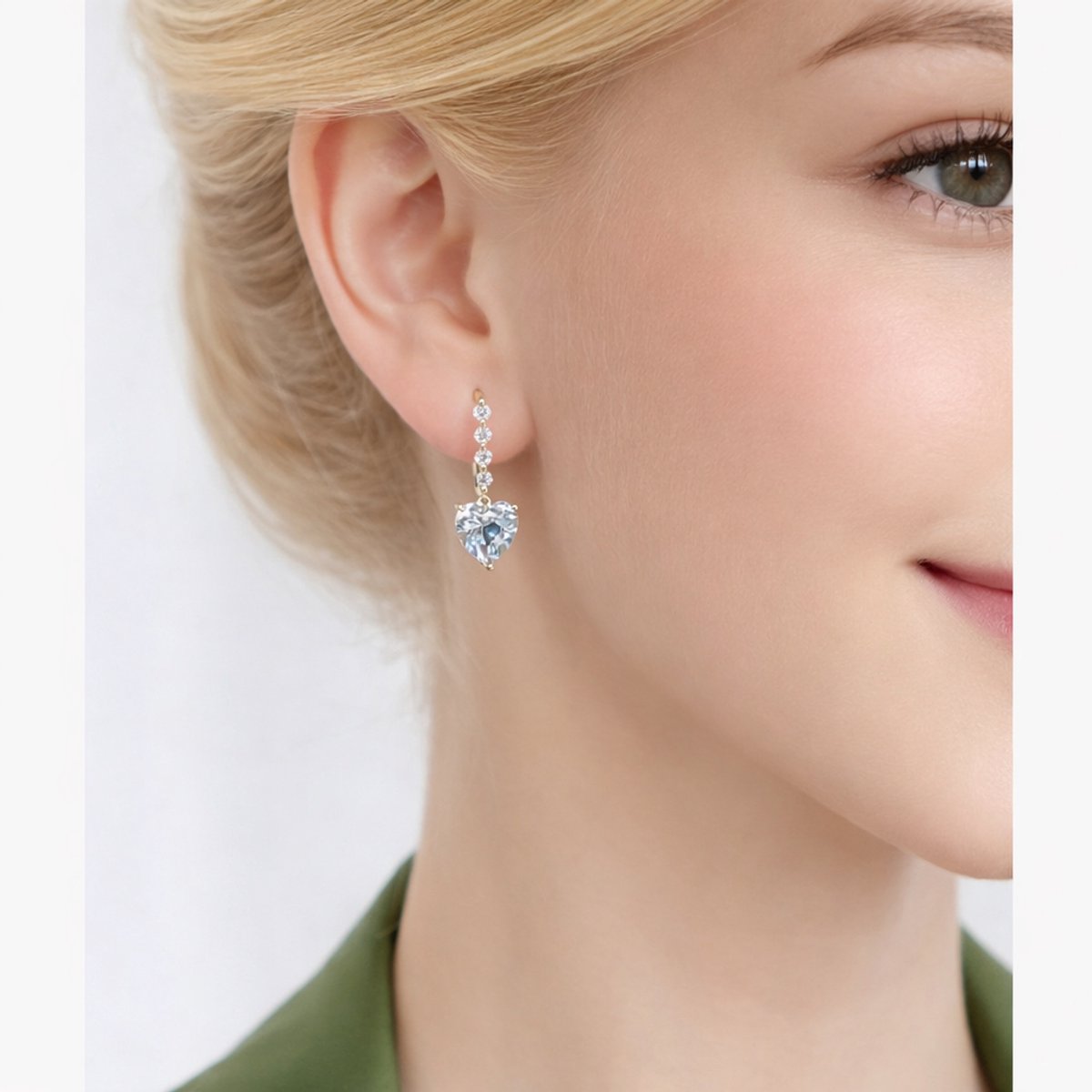 Knobbout 925 Sterling Zilver Oorbellen – Witgoud Plating met blauwe Kristallen Steen