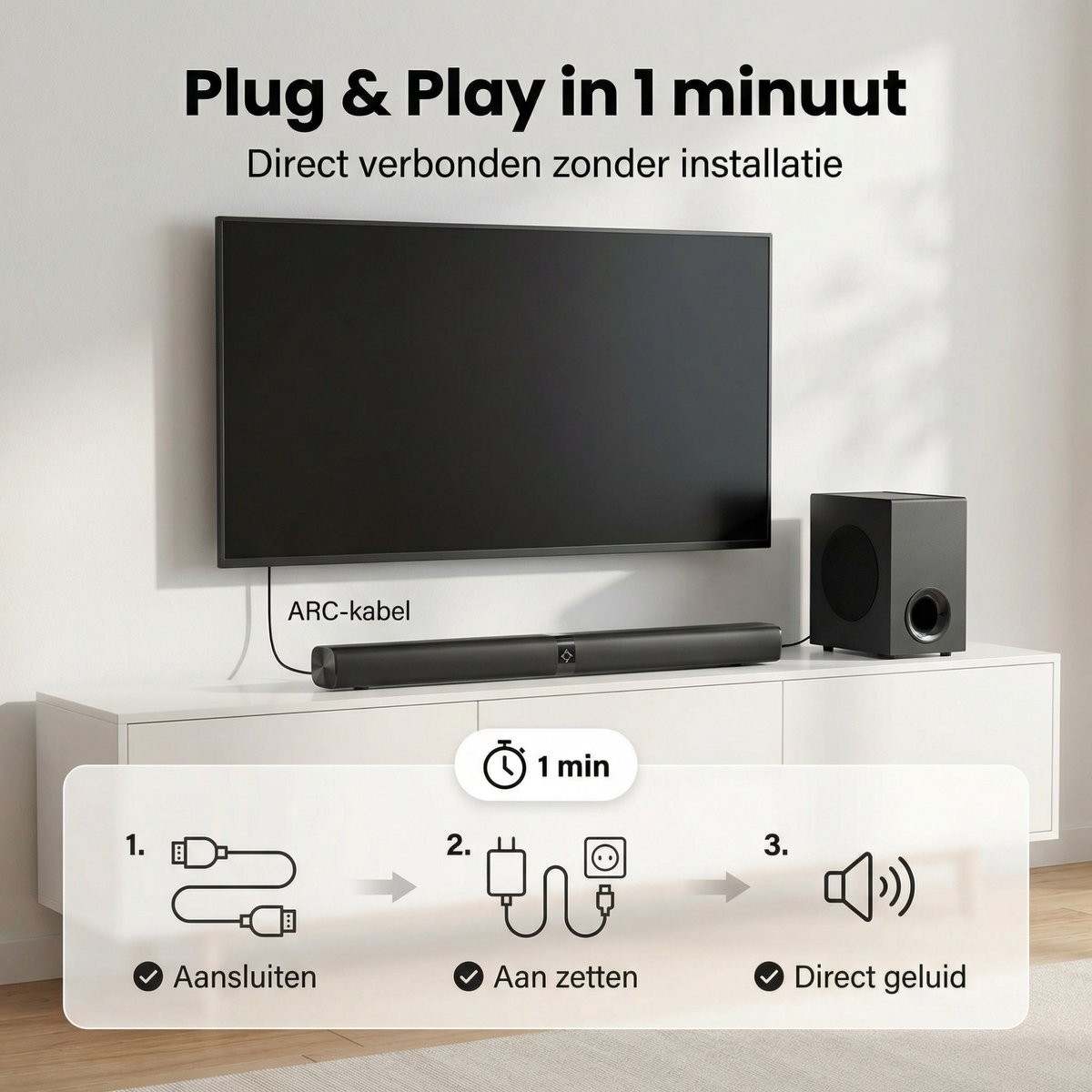 SyncGear 2-in-1 Soundbar met Subwoofer 130W Bluetooth 5.3 - afbeelding 3