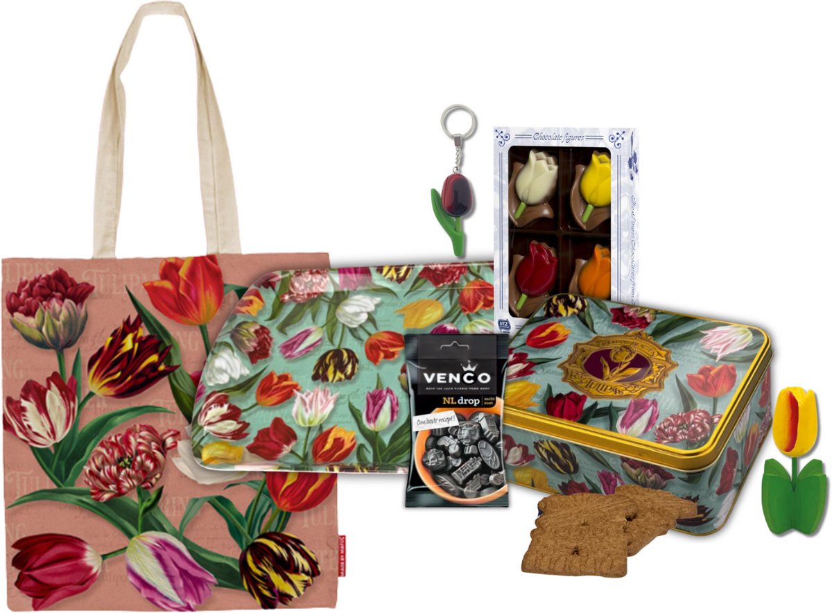 Hollandse cadeautjes - Tulpen cadeaupakket - Koekblik met Speculaas - Chocolade - Souvenirs Holland - souvenirs - koektrommel