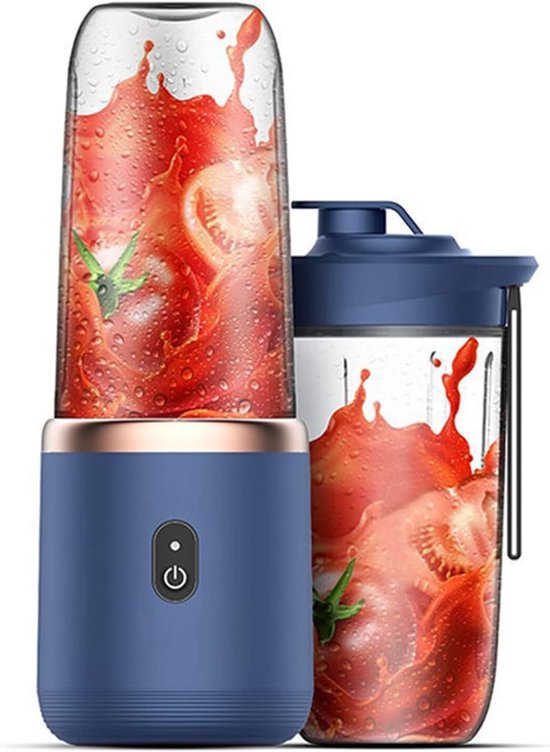 Draagbare blender - smoothie blender to go voor shakes en vers fruit - 500 ml, USB oplaadbaar - blauw - 19,5 x 8,5 x 8,5 cm - ABS voor thuis, werk en onderweg van Merkloos — afbeelding 2