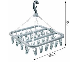 Sokkendroger - 32 Knijpers - Sokken Hanger - Sokken Droger - Beha's - bh's - Ondergoed - Wasrek Sokken - Wasrek - Droogrek - Klein Wasrekje - Carrousel - Droogcarrousel - Washanger - Sokkendroogrek - Kleerhanger voor Sokken - Windbestendig