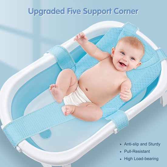 1 stuk - Badnet - Antislipmat voor in bad - Badhulpmat voor kinderen - Verstelbare badhulpmat - Comfortabel antislipnet - Vijfpunts badkussen - Zacht en comfortabel badkussen - Geschikt voor de badkamer (blauw) van Merkloos — afbeelding 4