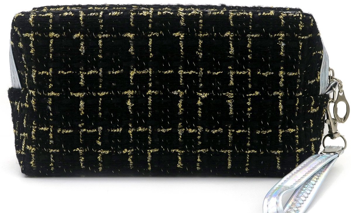 Make-up tas - zwart - 17,5x10x6 cm