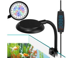 7W LED-aquariumlamp geschikt voor clip, RGB-dimbaar, 3 lichtstanden, aquariumlamp - zwart.