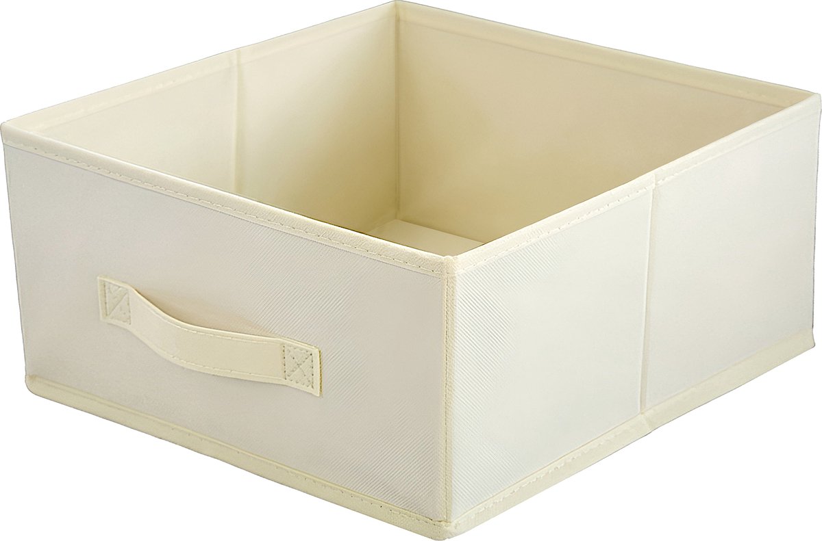 LAVITA - Opbergmand 31x31x15 - Crème - Opvouwbare Kast Organizer - Textiel Opbergbox - Kledingkast Doos - 1 stuk