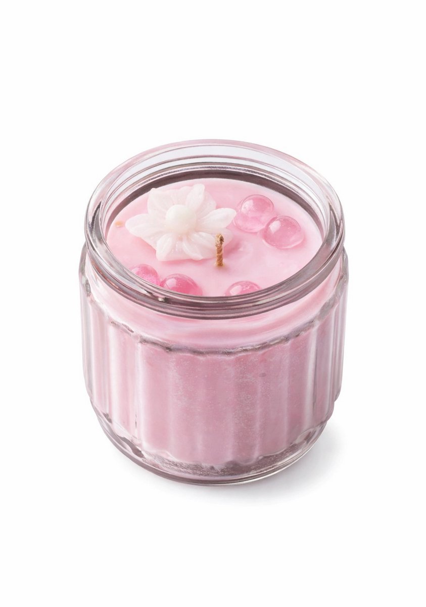 Sweet Fruity Mini Kaars Rozenkwarts – Handgemaakte Sojawas Kaars met Edelsteen en Bloemen