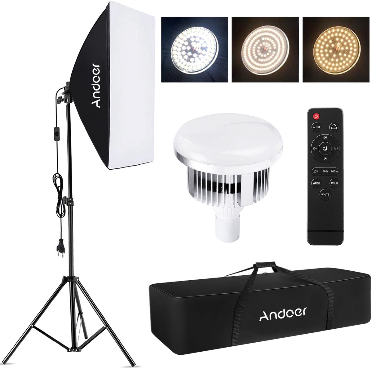 LED Softbox Lamp Set – Dimbaar Licht – 85W 2800-5700K – Met Statief & Afstandsbediening – Voor Fotografie & Livestream