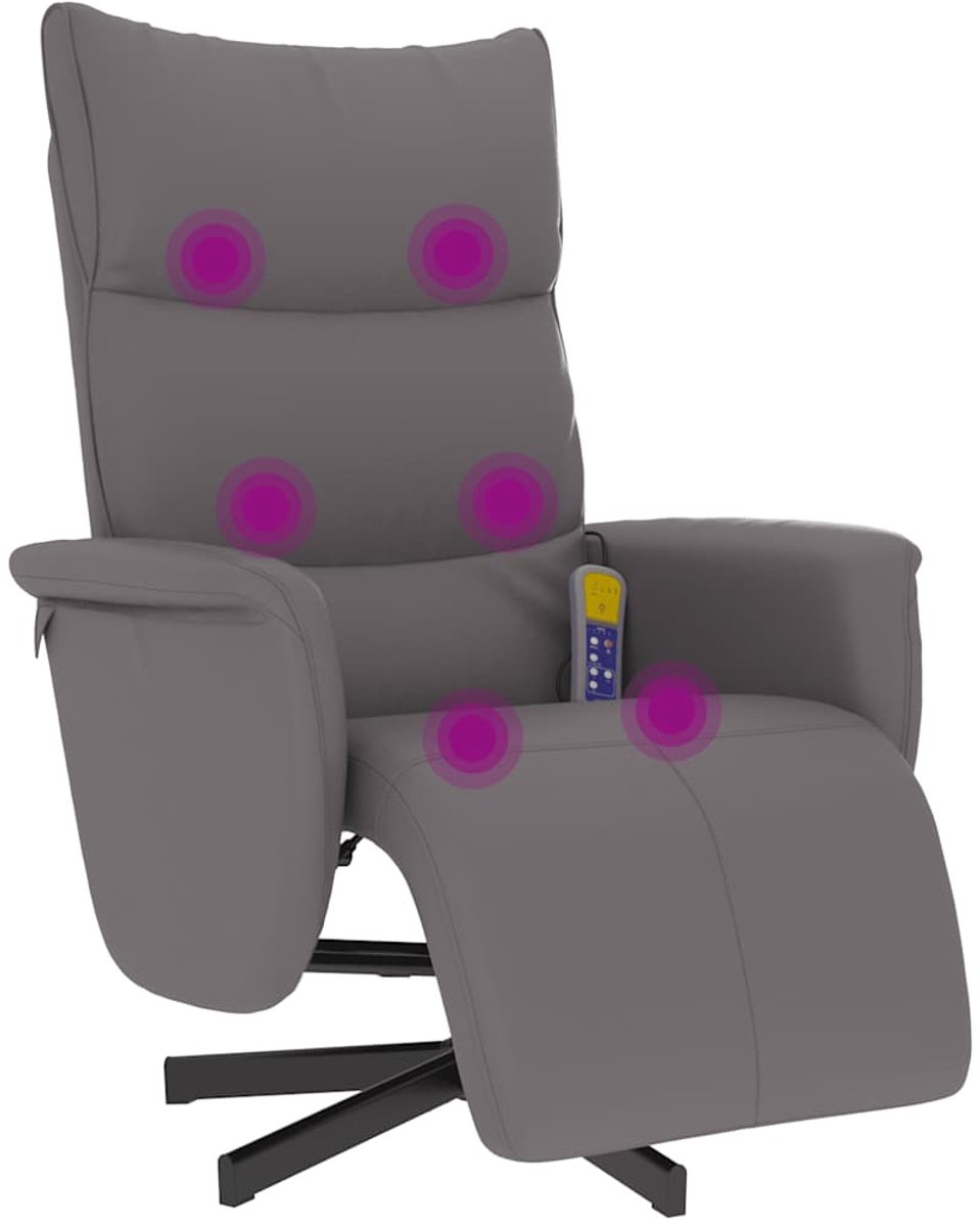 vidaXL Massagestoel - verstelbaar - met - voetensteun - kunstleer - grijs