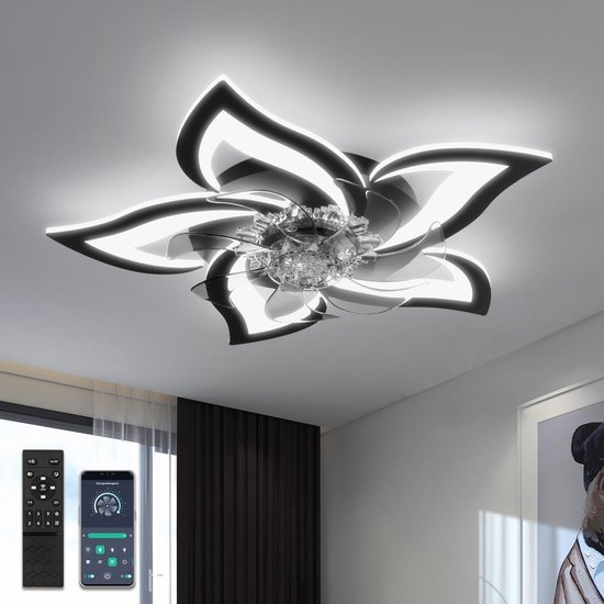 Equivera Plafonniere met Ventilator - Plafondventilator - Plafondventilator Afstandsbediening - Plafondventilator Slaapkamer - Plafond Ventilator met Verlichting - Plafondlamp - Plafonniere - Ideaal voor in uw slaapkamer!