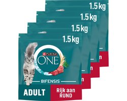 PURINA® ONE® Adult - Kattenbrokjes - Rund & Volkoren Granen - 4 x 1.5 kg