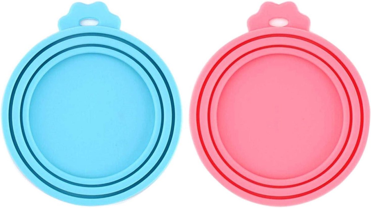 Siliconen Deksels Voor Conserveren - 2 Stuks - Geschikt Voor Standaaard Blikken - Blauw+Roze
