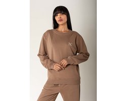 Nina Carter | Huispak - Jogging pak | aangesloten pijpen | 2 delig | Bruin- Taupe | S