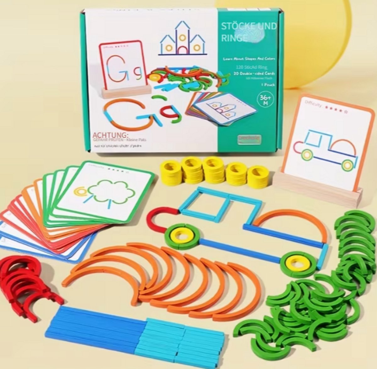 Educatief Constructiespeelgoed met Stokjes & Vormen – Creatieve Bouwset – Ontwikkelt Fijne Motoriek & Kleurherkenning – Voor Peuters & Kleuters