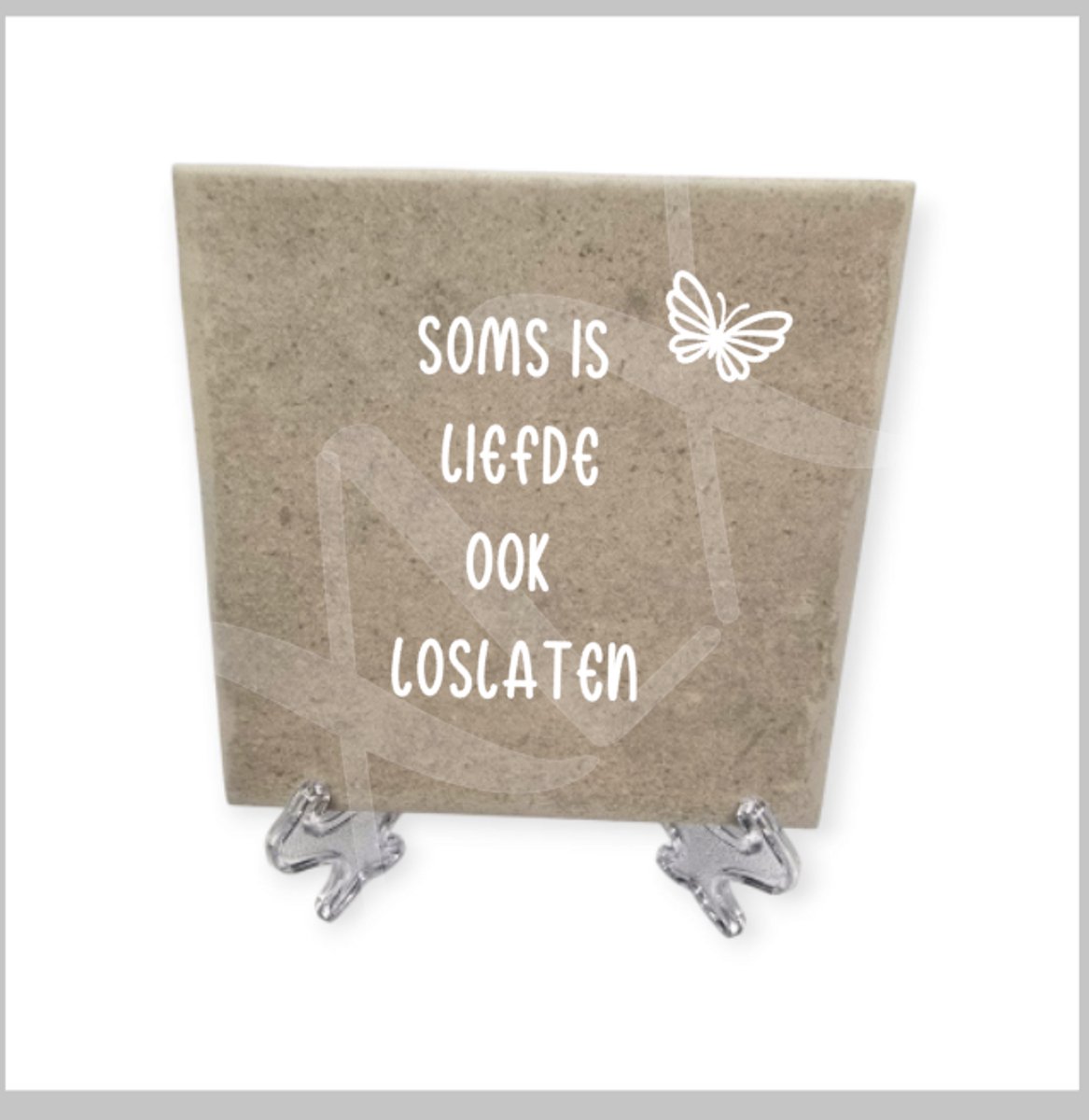 Spreuk tegeltje : Soms is liefde ook los laten, Tekst tegeltje, Herdenkingstegeltje, Tegeltje met tekst, Vlinderkindje, XLX®